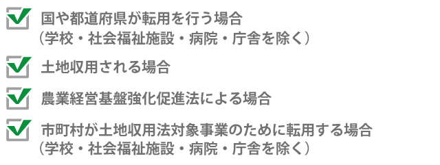 農地転用の許可が不要となるケース